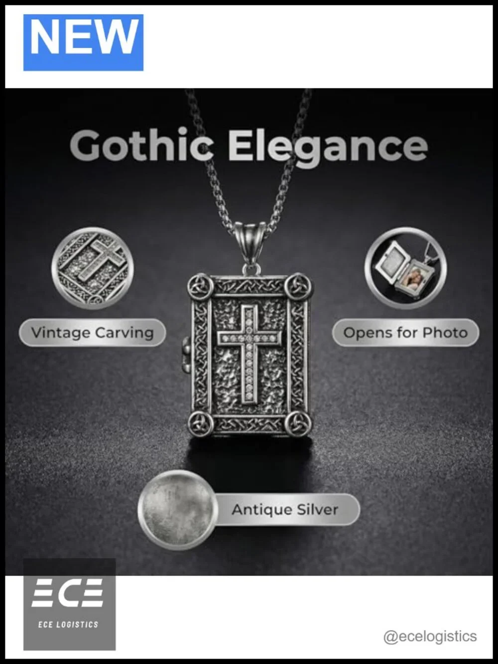 925 Sterling Silver Square Locket Necklace Hidden Compartment Pendant
